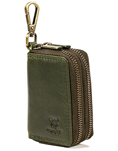 MATADOR Schlüsseletui Leder Herren #KOPENHAGEN mit edler Geschenk Box, Elegante Schlüsseltasche Leder mit Schlüsselbund, RFID Portmonee, Luxus Schlüsselmäppchen Für Herren mit Doppel Fach, Grün von MATADOR