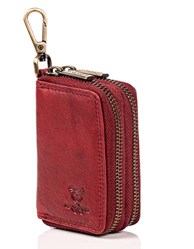 MATADOR Schlüsselmäppchen Damen Leder #KOPENHAGEN mit edler Geschenk Box, Elegante Schlüsseltasche Leder mit Schlüsselanhänger, RFID Geldtasche, Luxus Schlüsselhülle mit Doppel Fach, Pink von MATADOR