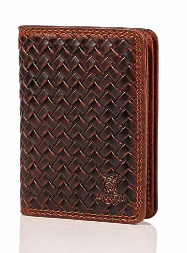MATADOR Hülle KFZ Schein Leder #Porto mit edler Geschenk Box, Elegante Kartenhülle mit RFID Blocker, Luxus Hülle Fahrzeugschein Viele Kartenfächer in Geflochten Braun von MATADOR