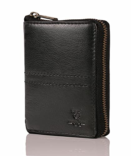 MATADOR® Leder Geldbörse Herren mit Reißverschluss Black Geldtasche TüV geprüfter RFID & NFC Schutz Portemonnaie Damen Geschenk-Box von MATADOR