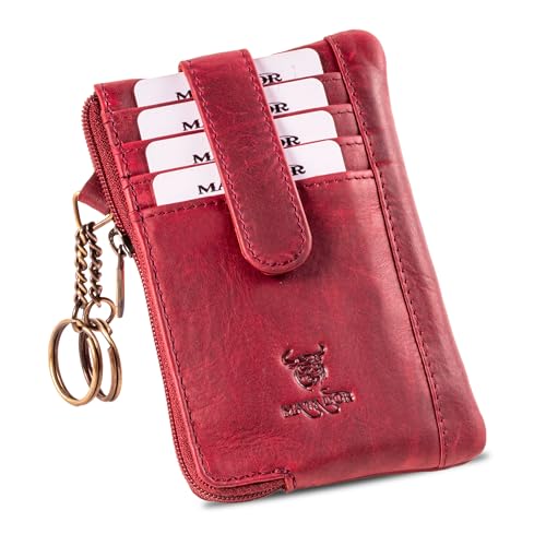 MATADOR 2in1 Geldbörse Damen Schlüsseltasche Leder mit 4 Fächer für Karten | Schlüsseletui Key Organizer mit RFID Schutz | Schlüsselmäppchen Autoschlüssel Hülle Leder mit Geschenk-Box | Pink von MATADOR