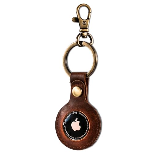 MATADOR AirTag Schlüsselanhänger mit Schlüsselring und Karabinerhaken aus echtem Leder Braun von MATADOR