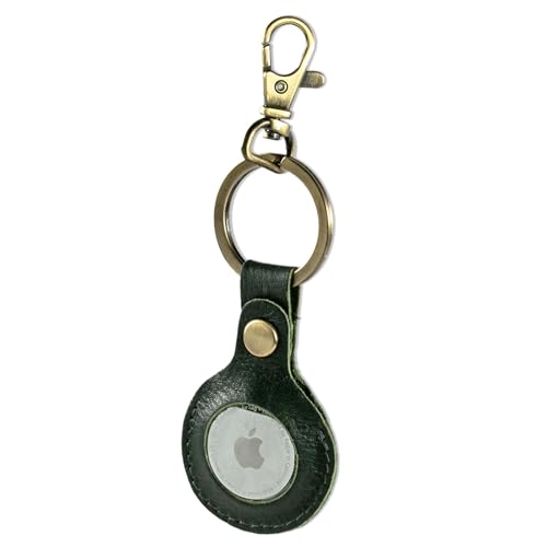 MATADOR AirTag Schlüsselanhänger mit Schlüsselring und Karabinerhaken aus echtem Leder Grün von MATADOR