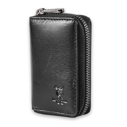 MATADOR |Basel| Leder Kreditkartenetui Kartenetui Herren mit edler Geschenk Box | Herren Kartenetui mit Münzfach im Hochformat | Leder Kartenhalter Visitenkartenetui mit RFID Schutz Nappa Schwarz von MATADOR