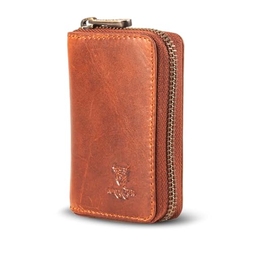 MATADOR |Basel| Leder Kreditkartenetui Kartenetui Herren mit edler Geschenk Box | Herren Kartenetui mit Münzfach im Hochformat | Leder Kartenhalter Visitenkartenetui mit RFID Schutz Vintage Braun von MATADOR