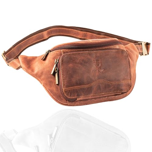 Matador ECHT Leder Bauchtasche Umhängetasche Schultertasche Reisetasche Freizeittasche Wandertasche Urlaubtasche (Antik Braun) von MATADOR