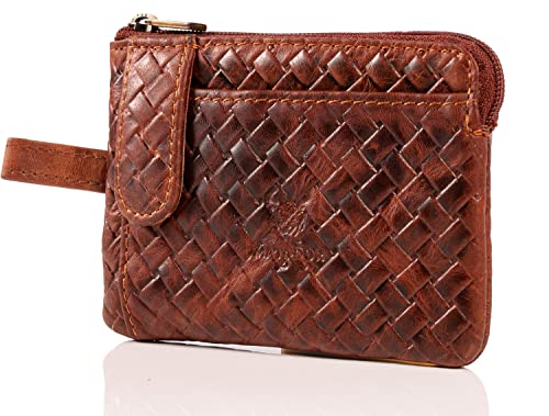 MATADOR Schlüssel Organizer Leder #CUSCO mit edler Geschenkbox, Schlüsselmäppchen, Autoschlüssel Tasche, RFID Portemonnaie für Karten, Luxus Schlüsseltasche mit mehreren Fächern, Geflochten Braun von MATADOR