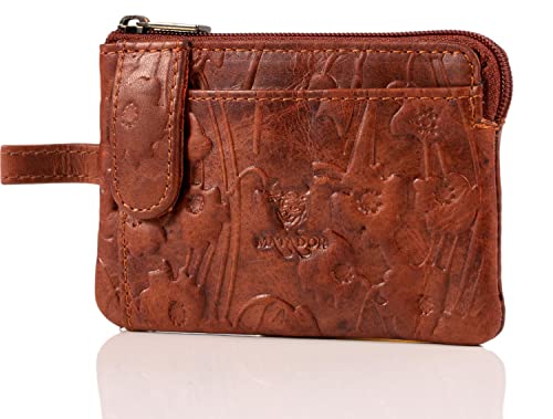 MATADOR Echt Leder Auto-Schlüssel Herren Tasche Schlüsseletui Damen Keyring Kartenfach Geldfach Männer Hochwertig Design Schlüsselanhänger Mäppchen (PRINTED-BRAUN) von MATADOR