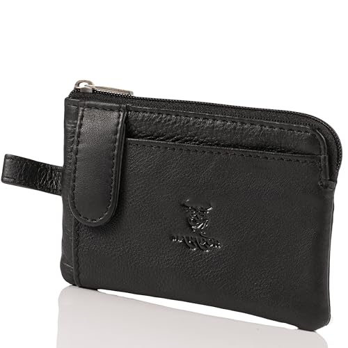 MATADOR Echt Leder Auto-Schlüssel Tasche Schlüsseletui Keyring Kartenfach Geldfach Hochwertig Nappa Schlüsselanhänger Mäppchen (Black) von MATADOR