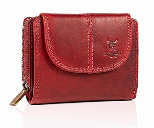 MATADOR Damen Geldbörse | Echt Leder Portmonnaie | Frauen Brieftasche | TüV Geprüfter RFID Schutz | 14 Kartenfächer Damen Geldbörse (ROT/RED) von MATADOR