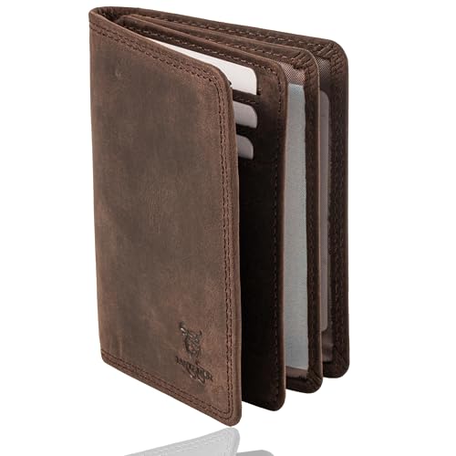 MATADOR Hülle KFZ Schein Leder #Porto mit edler Geschenk Box, Elegante Kartenhülle mit RFID Blocker, Luxus Hülle Fahrzeugschein Viele Kartenfächer in Braun Dunkel von MATADOR