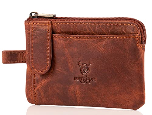 MATADOR Schlüsselmäppchen Leder #CUSCO mit edler Geschenkbox, Autoschlüssel Tasche mit Schlüsselbund, RFID Brieftasche für Karten, Luxus Schlüsseltasche mit mehreren Fächern, Braun Antik von MATADOR