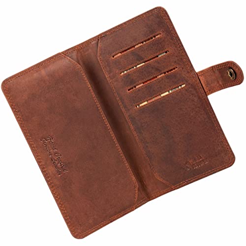 MATADOR Echt Leder Universal Handytasche mit Kartenfächer Handyhülle Holster für Smartphone Vintage Braun von MATADOR