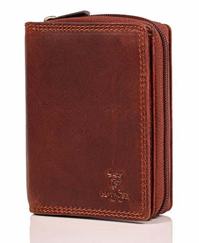 MATADOR Seoul Geldbörse Damen Leder | TüV Geprüfter RFID Schutz | Portemonnaie | Brieftasche | Geldtasche Vintage Braun von MATADOR