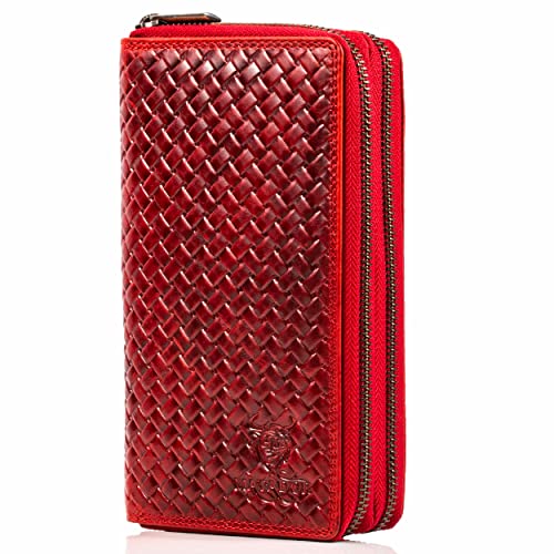 MATADOR Geldbörse Damen Rot #Madrid mit Edle Geschenk Box, Eleganter Geldbeutel Leder mit RFID Blocker, Luxus Frauen Geschenk mit Viele Kartenfächer von MATADOR