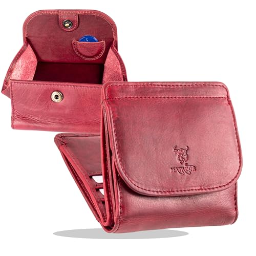 MATADOR Portemonnaie Damen Klein Leder Wien Mini Geldbörse mit edler Geschenk Box, Eleganter Geldbeutel Klein mit RFID Blocker, Luxus Kleine Geldbörse Damen mit vielen Fächern in Rosa von MATADOR