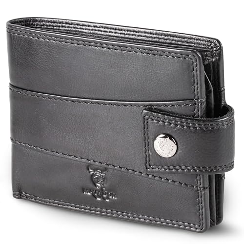 MATADOR Geldbörse Herren Leder Schwarz #Danzig mit edler Geschenk Box, Elegante Portmonee RFID Schutz, Luxus Geldtasche Herren Viele Kartenfächer in Schwarz Nappa von MATADOR