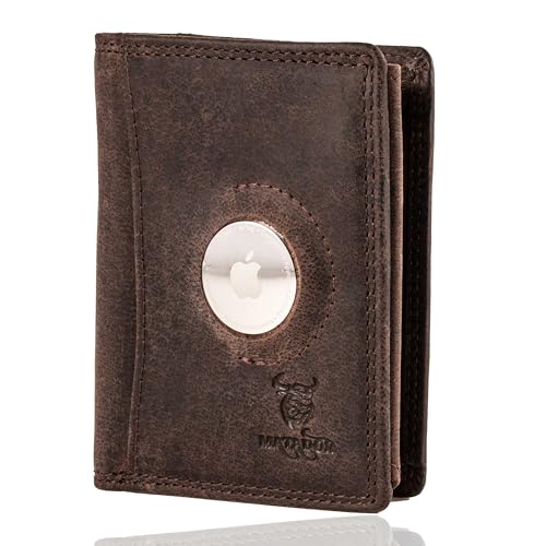 MATADOR Geldbörse Herren Portemonnaie Damen kompatibel mit Apple Airtag | Portmonee Herren Leder Kartenetui für Air Tag | Geldbeutel Damen Kartenhalter Wallet Portemonnaie Herren Leder | Dunkel Braun von MATADOR