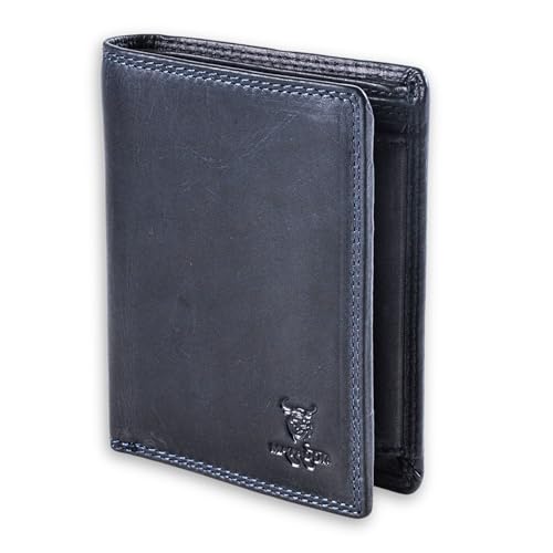 MATADOR Leder Portemonnaie Herren #VIGO mit edler Geschenk Box, Elegante RFID Geldbörse, Luxus Portmonee Herren Karten Viele Kartenfächer in Navy Blau von MATADOR