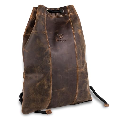 MATADOR Gymbag Turnbeutel Frauen Leder Sportbeutel Herren Rucksack Turntasche Lederrucksack Hunter Braun MATADOR Gymbag Turnbeutel Frauen Leder Sportbeutel Herren Rucksack Turntasche Lederrucksack Hunter Braun von MATADOR