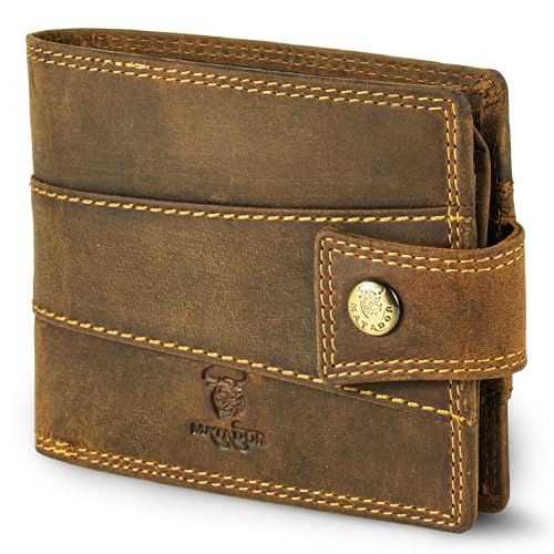 MATADOR Herren Geldbeutel Leder #Danzig mit edler Geschenk Box, Elegante Geldtasche RFID Schutz, Luxus Geldbörse Herren Viele Kartenfächer in Braun Hunter von MATADOR