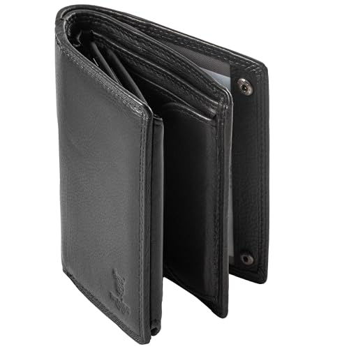 MATADOR Geldbörse Herren Leder Schwarz #Toronto mit edler Geschenk Box, Elegantes Portmonee RFID Schutz, Luxus Geldtasche Herren Viele Kartenfächer in Schwarz Nappa von MATADOR