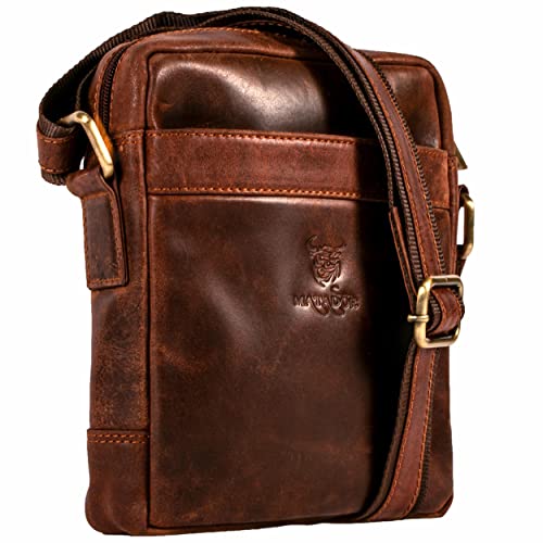 MATADOR Herren Tasche Leder Schultertasche Klein Reise Umhängetasche Männer Freizeit Messengerbag Vintage Braun von MATADOR