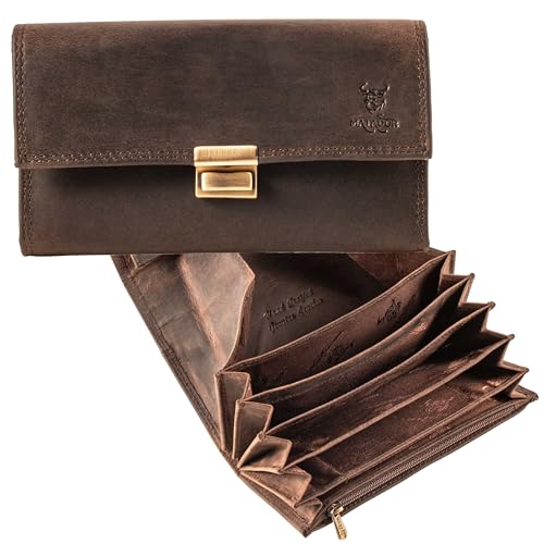 MATADOR Kellner Geldbörse Leder #VICIO inkl. robuster Metall Kette, Luxus Kellnerbörse Leder mit edler Geschenk Box & RFID Schutz, Noble Kellnergeldbörse Gastro Geldbeutel Taxi Geldbörse, Braun Dunkel von MATADOR
