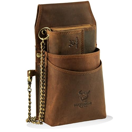 MATADOR Kellnerbörse Leder #VICIO inkl. XXL Kellnertasche mit Gürtel Schlaufe, Luxus Kellner Geldbörse mit edler Geschenk Box und RFID Schutz inkl. robuster Metall Kette, Braun Hunter von MATADOR