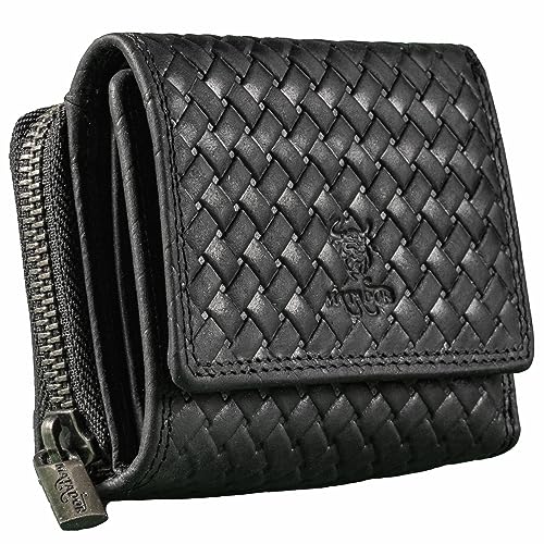 MATADOR Kleiner Geldbeutel Herren Leder #CHIQUITO Mini Brieftasche mit edler Geschenk Box, Elegantes Mini Portemonnaie Herren mit RFID Blocker, Luxus Geldtasche mit vielen Fächern, Geflochten Schwarz von MATADOR