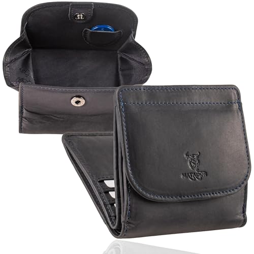 MATADOR Mini Portemonnaie Herren Leder Wien Mini Wallet mit edler Geschenk Box, Eleganter Kleiner Geldbeutel Herren mit RFID Blocker, Luxus Geldtasche Klein mit vielen Fächern in Blau Navy MATADOR Mini Portemonnaie Herren Leder Wien Mini Wallet mit edler Geschenk Box, Eleganter Kleiner Geldbeutel Herren mit RFID Blocker, Luxus Geldtasche Klein mit vielen Fächern in Blau Navy von MATADOR