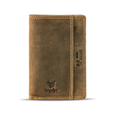 MATADOR Kreditkartenetui Slim Wallet Herren Leder Kreditkarten-Hülle TüV Geprüfter RFID Schutz Geldbörse Damen YKK Reißverschluss Hunter Braun von MATADOR