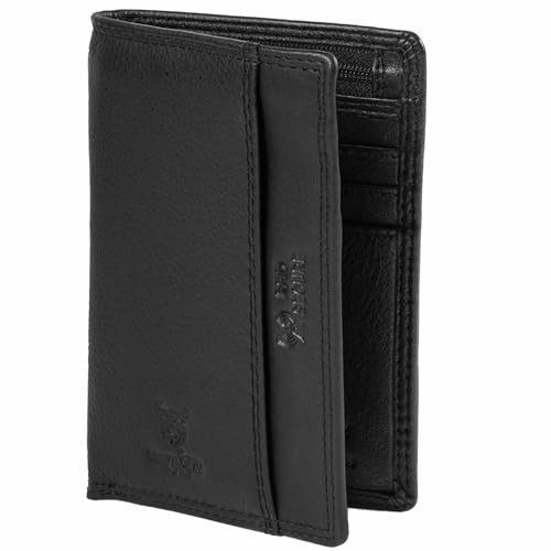 MATADOR Kreditkartenetui Slim Wallet Herren Leder Kreditkarten-Hülle TüV Geprüfter RFID Schutz Geldbörse Damen YKK Reißverschluss Nappa Schwarz von MATADOR