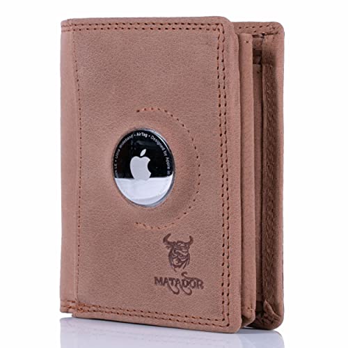 MATADOR Leder Geldbörse Herren mit AirTag Fach┃TüV geprüfter RFID & NFC Schutz┃Kompaktes Slim Wallet für Männer┃Kreditkartenetui mit Münzfach inkl. Geschenk-Box von MATADOR