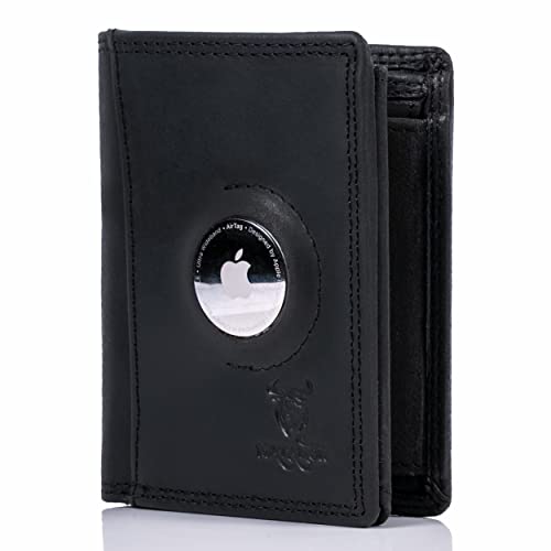 MATADOR Leder Geldbörse Herren mit AirTag Fach┃TüV geprüfter RFID & NFC Schutz┃Kompaktes Slim Wallet für Männer┃Kreditkartenetui mit Münzfach inkl. Geschenk-Box von MATADOR