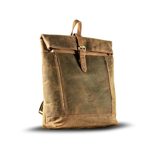 MATADOR Leder Rucksack Damen Groß 'MAASTRICHT XL', eleganter Rolltop Damenrucksack Cityrucksack Rucksacktasche diebstahlsicher, Rucksack-Damen City Bag Tagesrucksack Lederrucksack in Vintage Braun von MATADOR