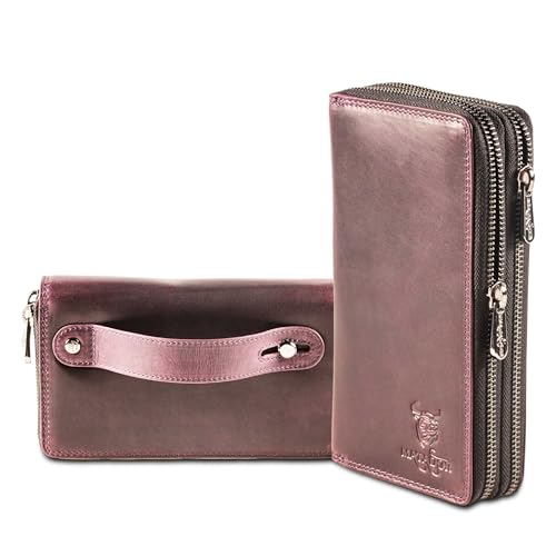 MATADOR Geldbörse Damen Lila #Madrid mit Edle Geschenk Box, Elegantes Leder Portemonnaie Damen mit RFID Blocker, Luxus Frauen Portmonee Viele Kartenfächer von MATADOR