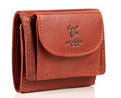 MATADOR Kleine Geldbörse Herren Leder #GENF Mini Geldbeutel mit edler Geschenk Box, Elegantes Portmonee mit RFID Blocker, Luxus Geldbörse Herren Klein mit vielen Fächern in Braun Vintage von MATADOR
