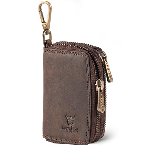 MATADOR Schlüssel Etui Leder #KOPENHAGEN mit edler Geschenk Box, Elegante Autoschlüssel Tasche mit Autoschlüsselanhänger, RFID Portemonnaie, Luxus Schlüsselmäppchen Leder mit Doppel Fach, Braun Dunkel von MATADOR