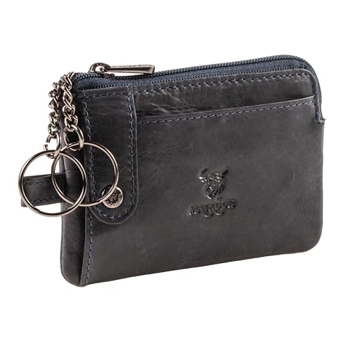 MATADOR Schlüsseletui Leder #CUSCO mit edler Geschenkbox, Autoschlüssel Hülle, Schlüsseletui, RFID Geldtasche für Karten, Luxus Schlüsseltasche mit mehreren Fächern, Blau Navy von MATADOR