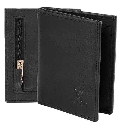 MATADOR Slim Wallet Chicago - Geldbeutel klein mit Münzfach & RFID Schutz - Kreditkartenetui Portmonee für Herren - Echtleder Kartenetui - Mini Portemonnaie Schwarz - inkl Geschenk-Box von MATADOR