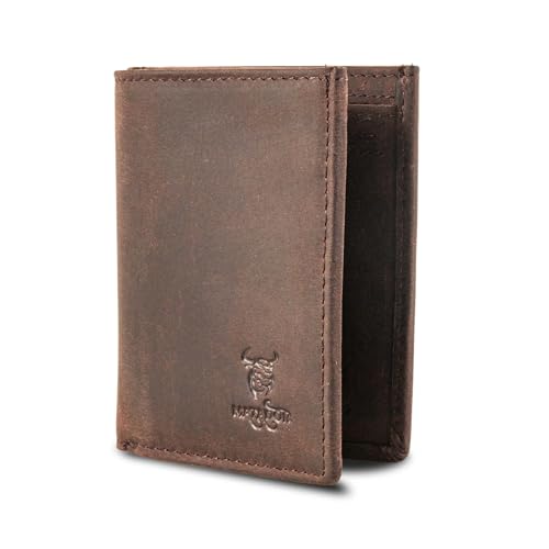 MATADOR Slim Wallet Chicago mit Münzfach & RFID-Schutz - Handgefertigter Echt Leder Mini Geldbeutel Klein für Herren – Karten Portemonnaie für Männer in Dunkel Braun – Inkl. Geschenk-Box von MATADOR