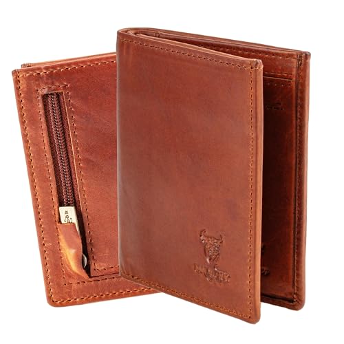 MATADOR Slim Wallet Chicago mit Münzfach & RFID-Schutz - Handgefertigter Echt Leder Mini Geldbeutel Klein für Herren – Karten Portemonnaie für Männer in Vintage Braun – Inkl. Geschenk-Box von MATADOR