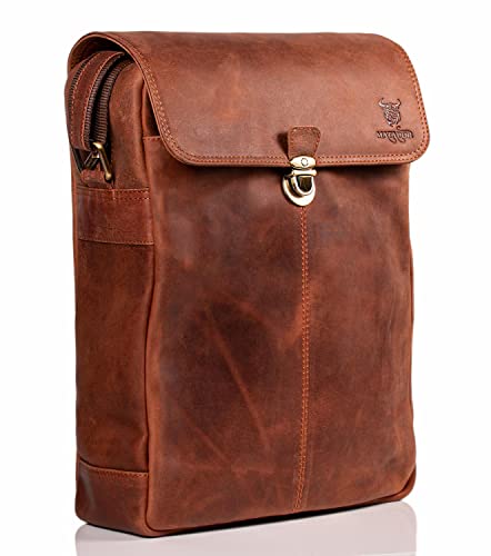 MATADOR Schultertasche Leder Herren Arbeitasche Damen Handttasche Umhängetasche Groß Dokumententasche Bag Organizer Männer Laptop Tasche 13 Zoll Tablettasche von MATADOR