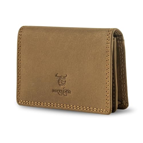 MATADOR Visitenkartenetui Leder Kartenetui Kreditkartenetui RFID Schutz | Kartenhülle Visitenkartenhalter mit Geschenk -Box | Karten Portemonnaie Etui Visitenkarten Aufbewahrung Cardholder Hell Braun von MATADOR
