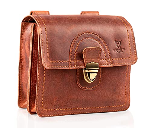 MATADOR Gürteltasche Herren Echt Leder Hüfttasche Malaga Vintage Braun Bauchtasche Damen Handtasche Ledertasche Handytasche von MATADOR