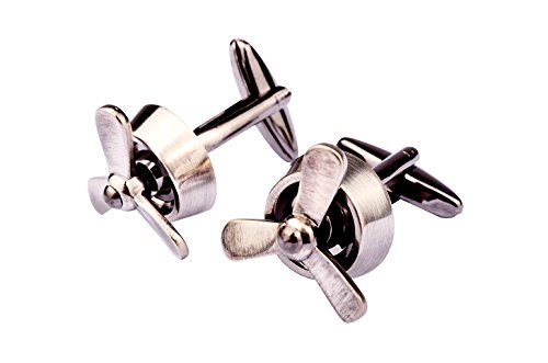 Match Viel Flugzeug Manschettenknöpfe Propeller Manschettenknöpfe für Herren Shirts, silber von MATCH MUCH