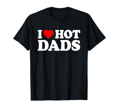 MATCHING I Love My Girlfriend Boyfriend Shirt HERE - Herren & Damen - Unisex - Schwarz - V-Ausschnitt T-Shirt mit Kurzarm - Klassisch - Ich liebe heiße Dads - EU Größe S (Klein) von MATCHING I Love My Girlfriend Boyfriend Shirt HERE