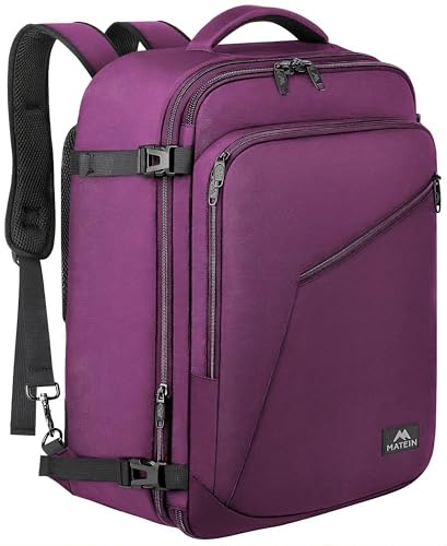 MATEIN 40x30x20 Handgepäck Damen, Handgepäck Rucksack Reisetasche Medium Business Arbeit Frauen Expandable Wasserabweisend Lightweight Cabin Bag, Violett von MATEIN