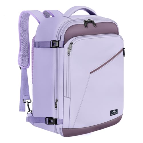 MATEIN Reiserucksack 40x30x20 Handgepäck Damen, Handgepäck Rucksack Reisetasche Medium Business Arbeit Frauen Expandable Wasserabweisend Lightweight Cabin Bag, Hellviolettgrau von MATEIN